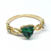 Gold Green Heart Ring - Size: 8  or Q