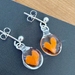 Heart In Glass Studs - Orange