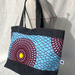 African Wax Print + Japanese Denim - Day Cargo Tote  (Blue Circle)