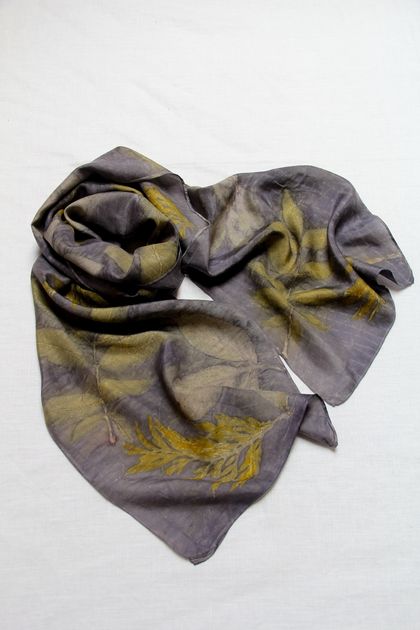 Plant dyed silk scarf - Korimako