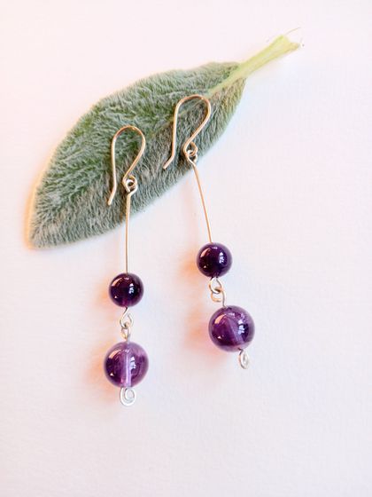 Recycled Sterling Silver and Amethyst Earrings 