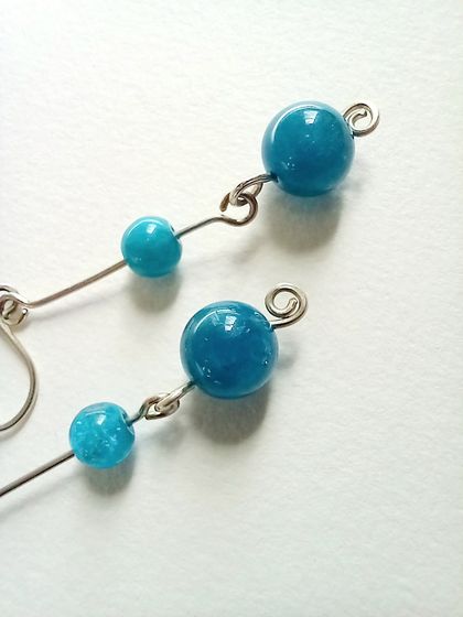 Silver and Apatite Gemstone Earrings 