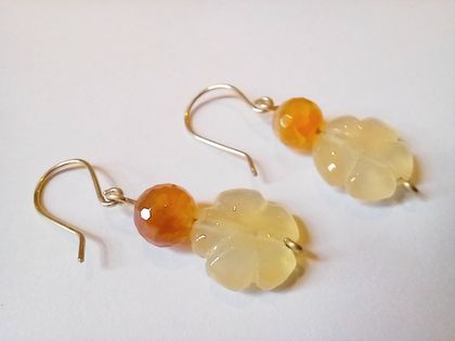 Carnelian Flower Earrings