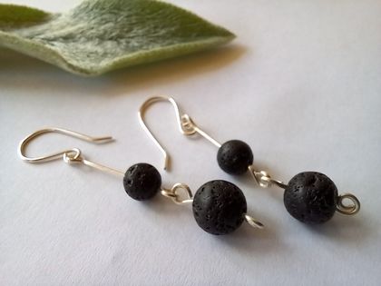 Silver and Lava Earrings 