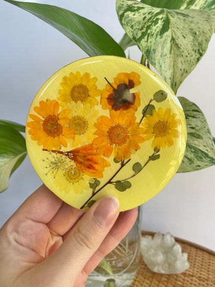 Preserved Floral Coaster - Yellow *SALE*