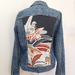 Upcycled Denim jacket with vintage kimono fabrics