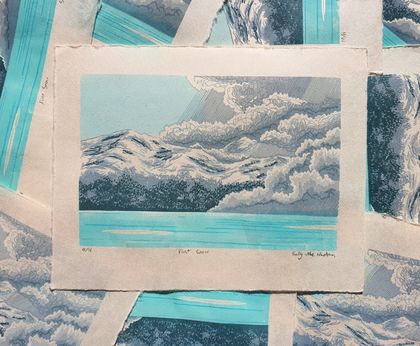 Original Linocut Print - First Snow