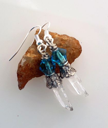 Silver Quartz Gemstone Earrings