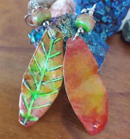 Vibrant Autumn Leaf Drop Earrings