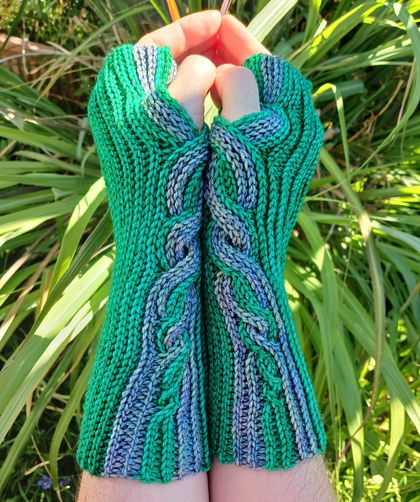 Fingerless cable crochet gloves Comet