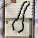 Monochrome Necklace - black agate & freshwater baroque pearl