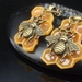 Honeycomb and bee dangle earrings - fused glass