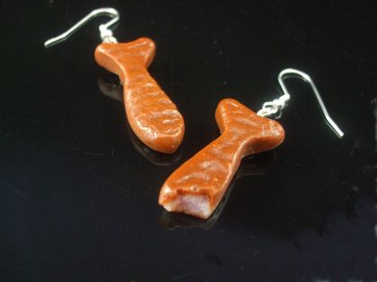 Iconic NZ lollies: Chocolate fish earrings - fused glass 