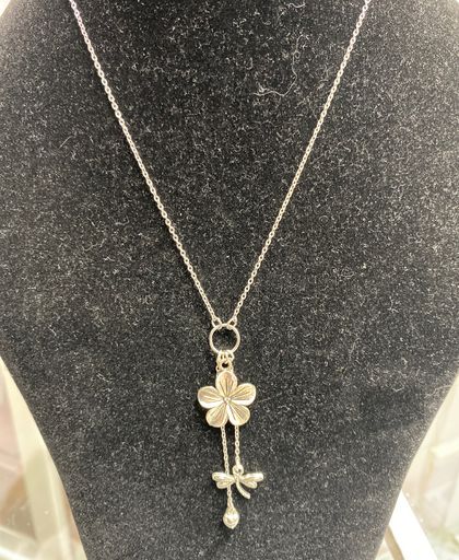 Unique Necklace with Flower, Dragonfly & Heart