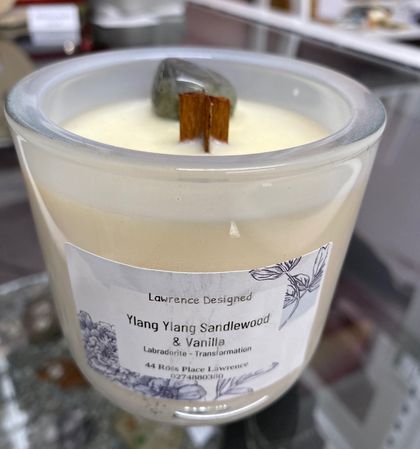 Ylang Ylang, Sandlewood & Vanilla Labradorite Crystal Candle