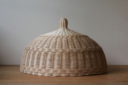 Handwoven Natural Rattan Cloche Food Cover - Large