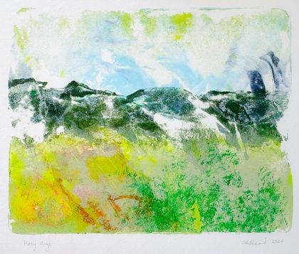 Hazy days -  gelli print landscape