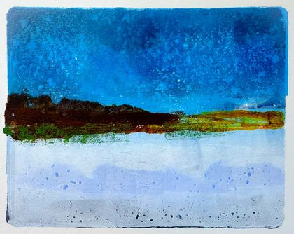 Lake's edge -  gelli print landscape